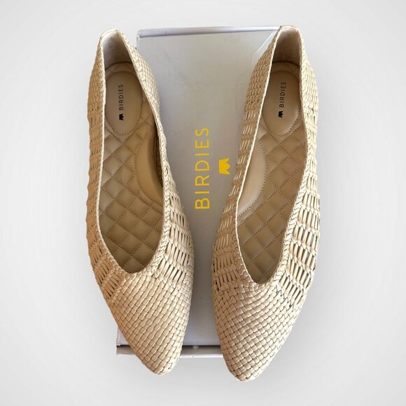NIB NEW Birdies The Goldfinch Flats Dawn Woven Beige Pointed Toe Slip On Shoes - Picture 1 of 11